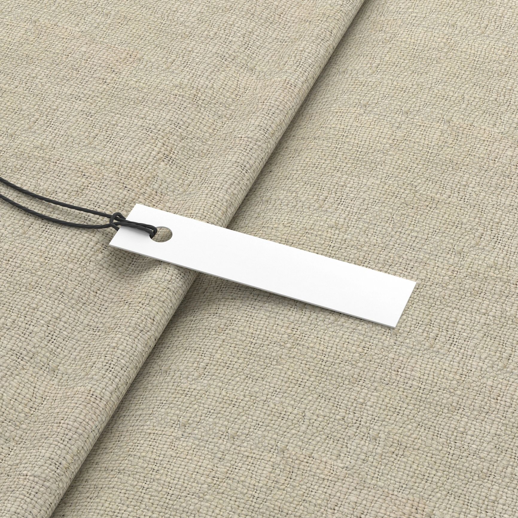 Retail tag attached to fabric